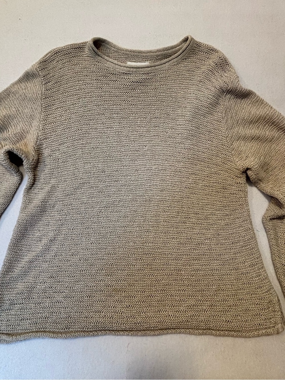 London Fog Petites Ramie Cotton Open Knit Sweater Beige Size M